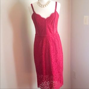 Red Lace MIDI Dress